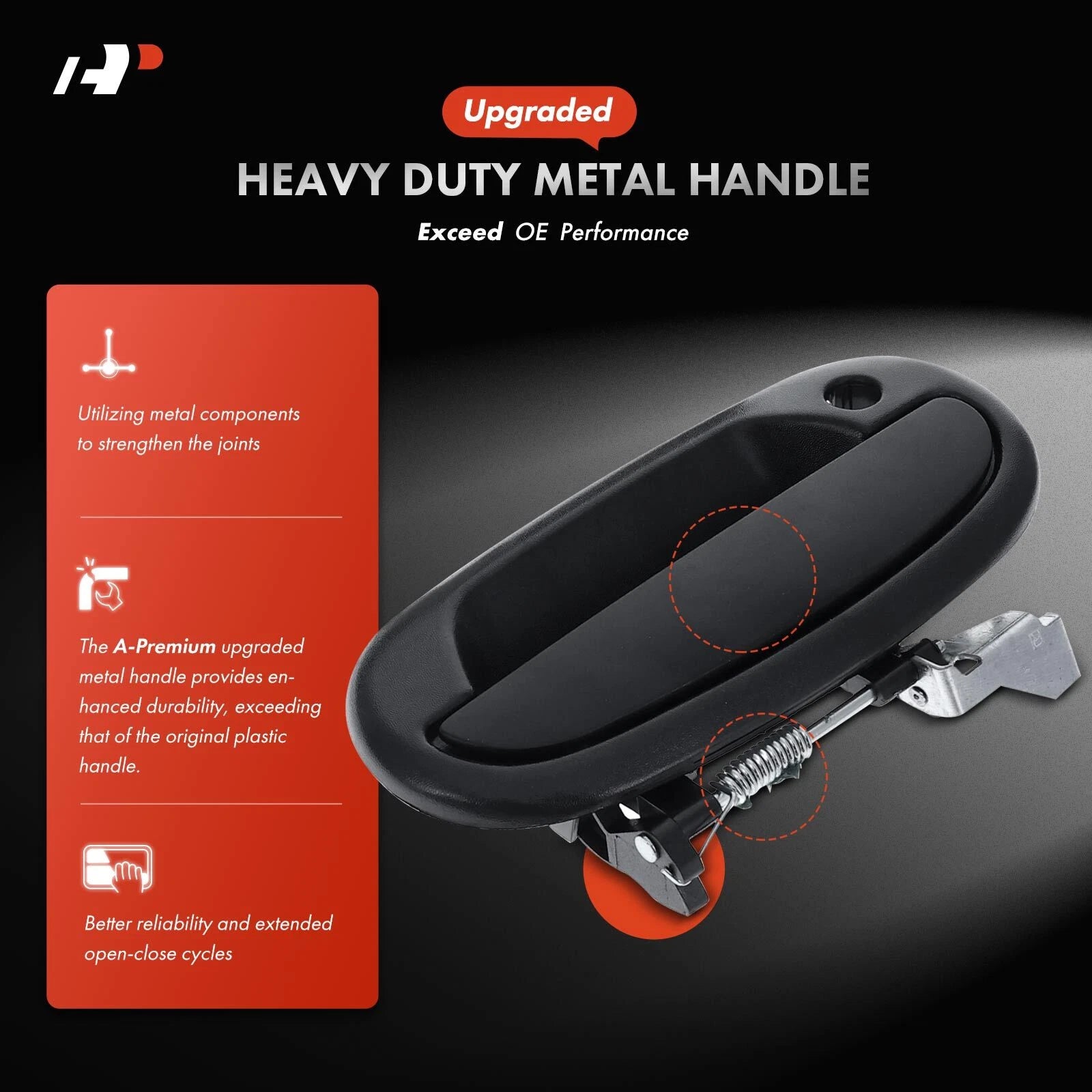 2X Front Metal Exterior Door Handle for Ford F-150/250