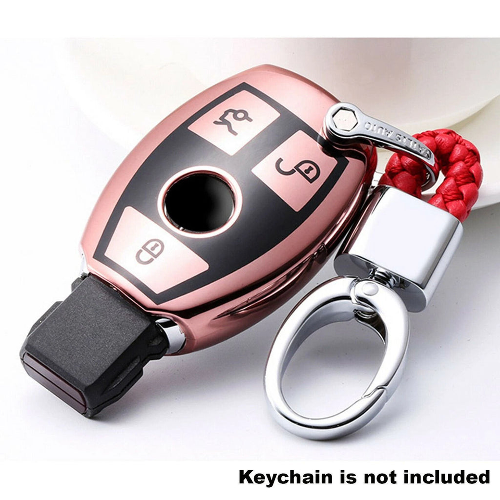 TPU Full Seal Remote Key Holder Case for Mercedes-Benz C E CLA (Rose Gold)