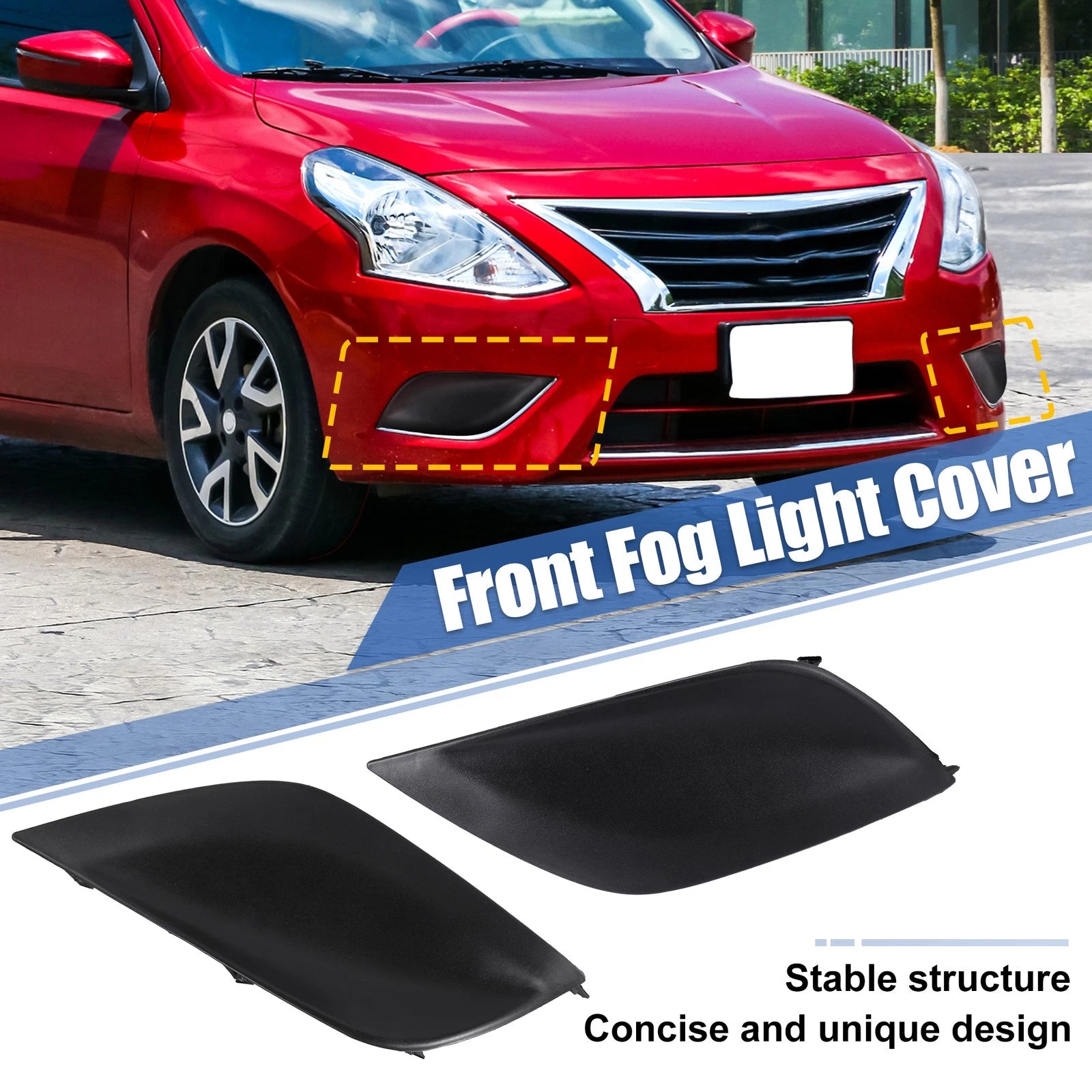 1 Pair Fog Light Cover No. 622576W80B/622566W80B for Nissan Versa (2015–2018)