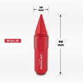 Set of 20 M12X1.5 Red JDM Hex Spiked Cap Wheel Lug Nuts + 20mm Extension