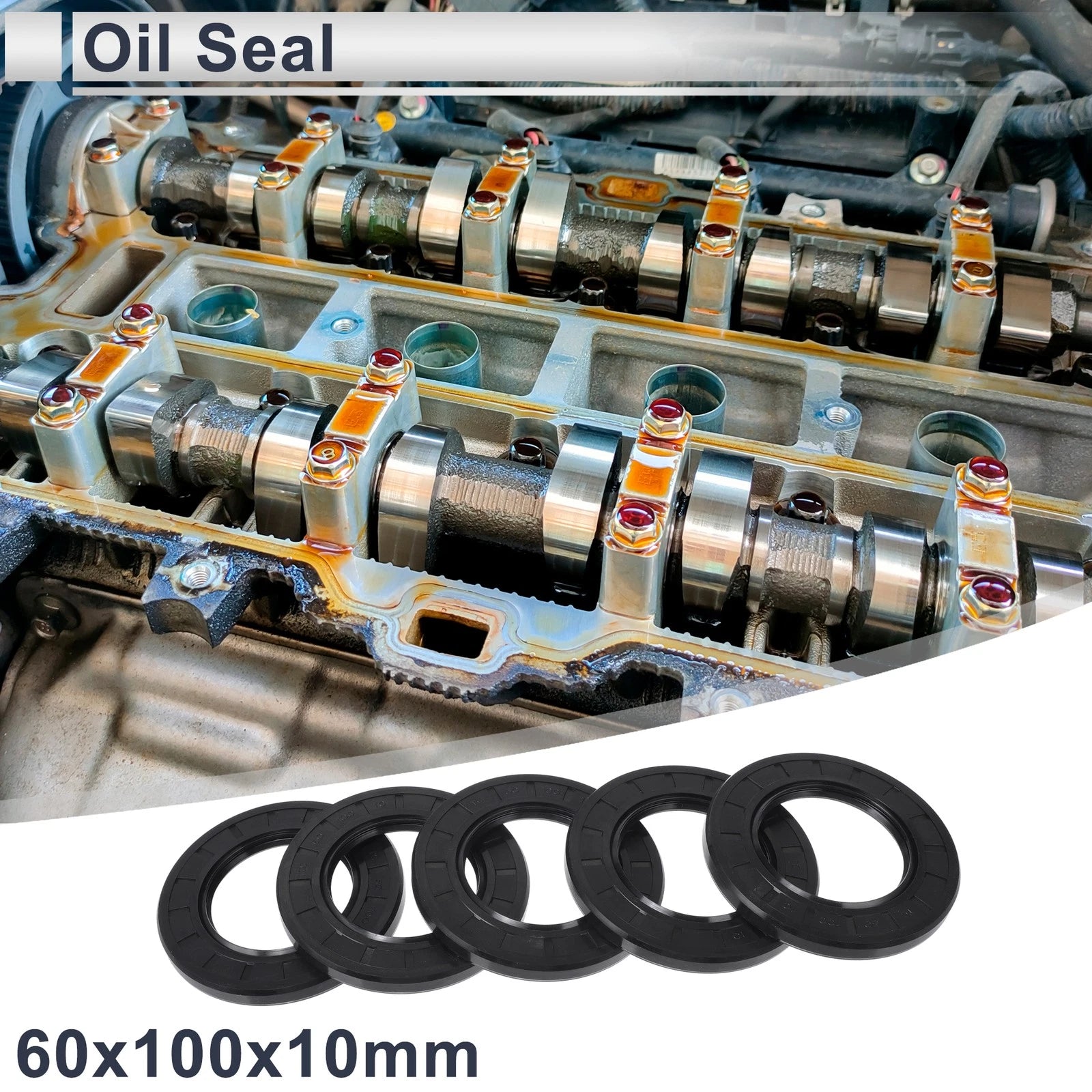 Set of 5 Oil Seal Rotary Shaft Seal NBR Rubber 60x100x10mm