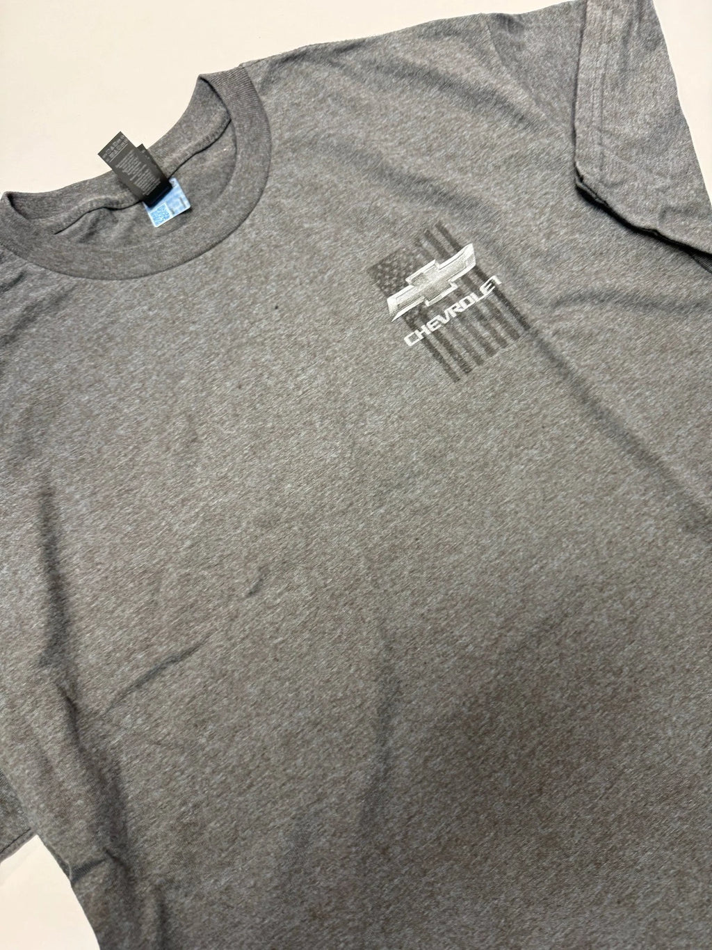 Chevrolet Bowtie Logo Licensed T-Shirt Vintage Gray American Flag for Men