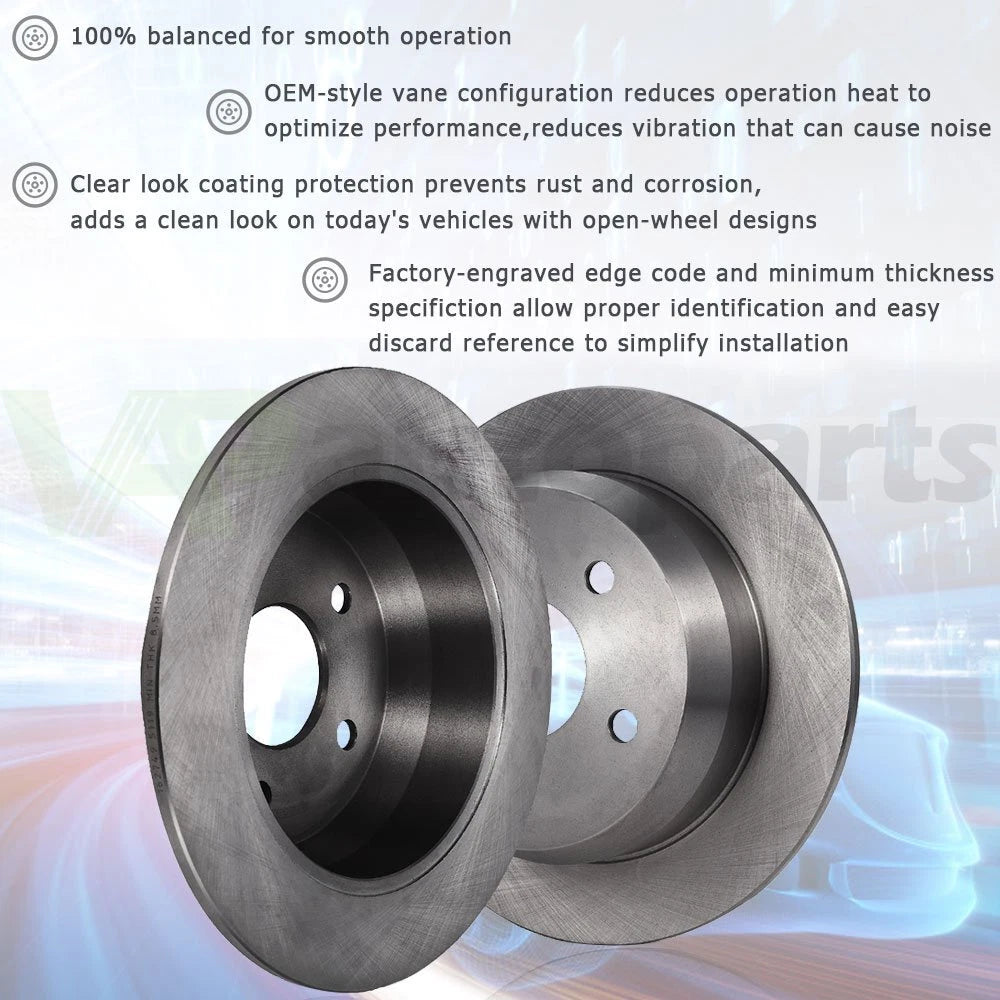 Rear Brake Rotors Pair for Ford Explorer Edge Taurus Flex Lincoln MKX MKS