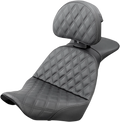 SADDLEMEN Explorer Seat for Harley FX/FL (2018–2024) - Lattice Stitched, Backrest