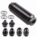 High Flow Inline Fuel Filter 100 Micron Cleanable 6AN/8AN/10AN Adapter