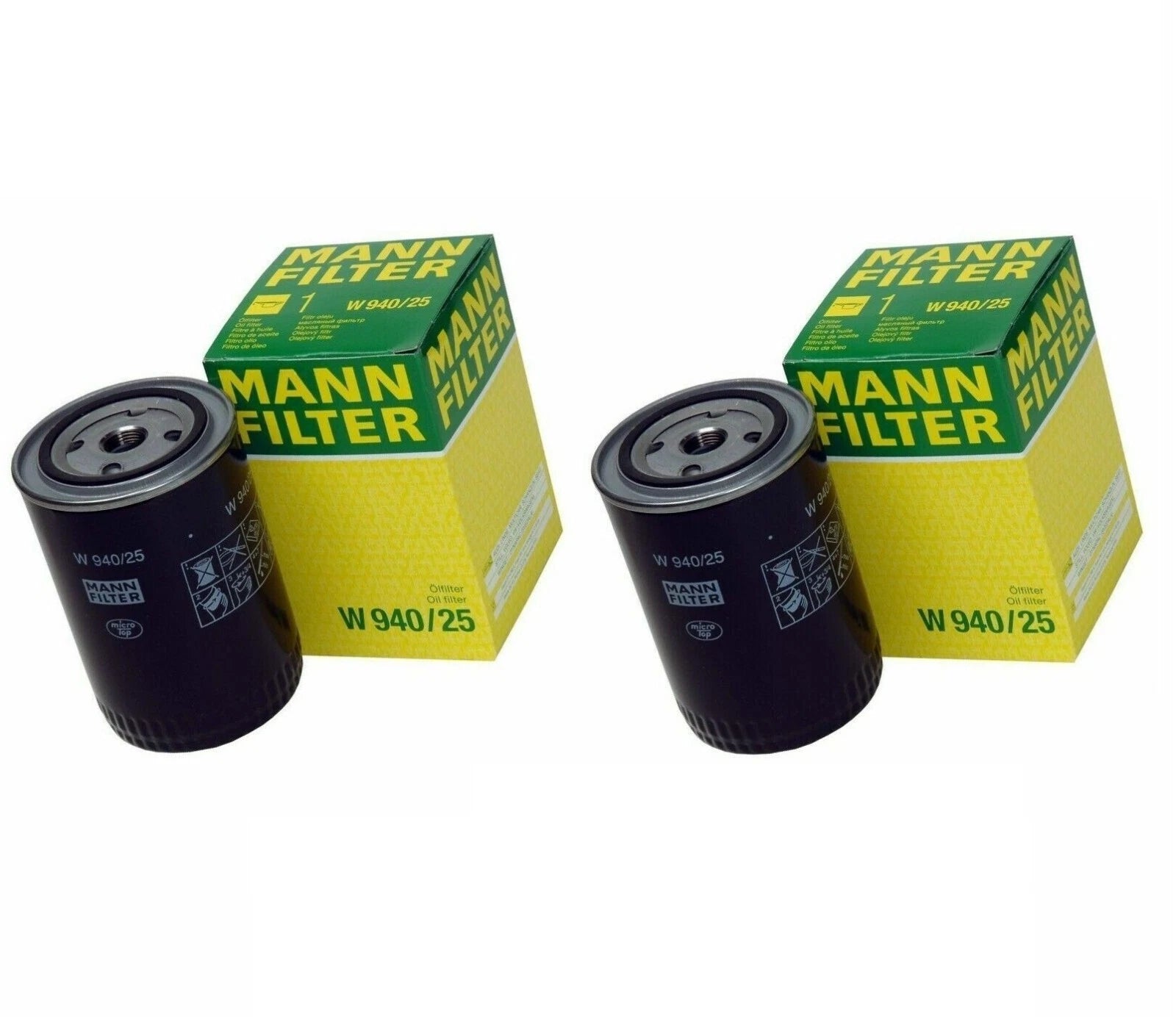 Set of 2 Engine Oil Filters W 940/25 for VW Audi Volvo (244–245)