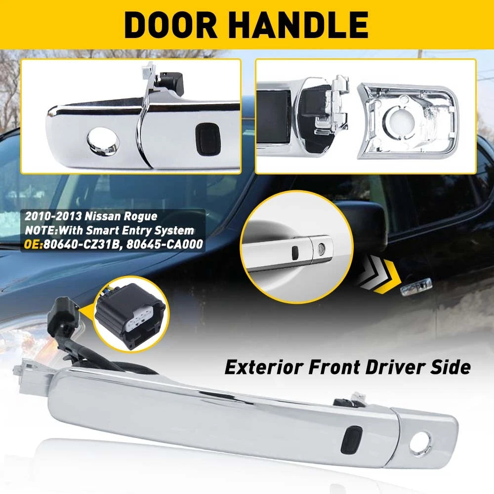 Front Left Outside Chrome Door Handle for Nissan Rogue (2010–2013)