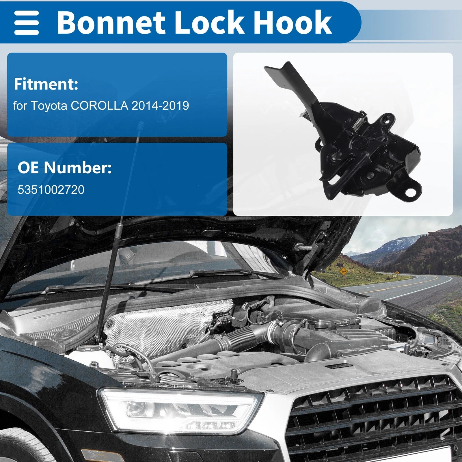 Hood Latch Assembly for Toyota Corolla (2014–2019) No. 5351002720