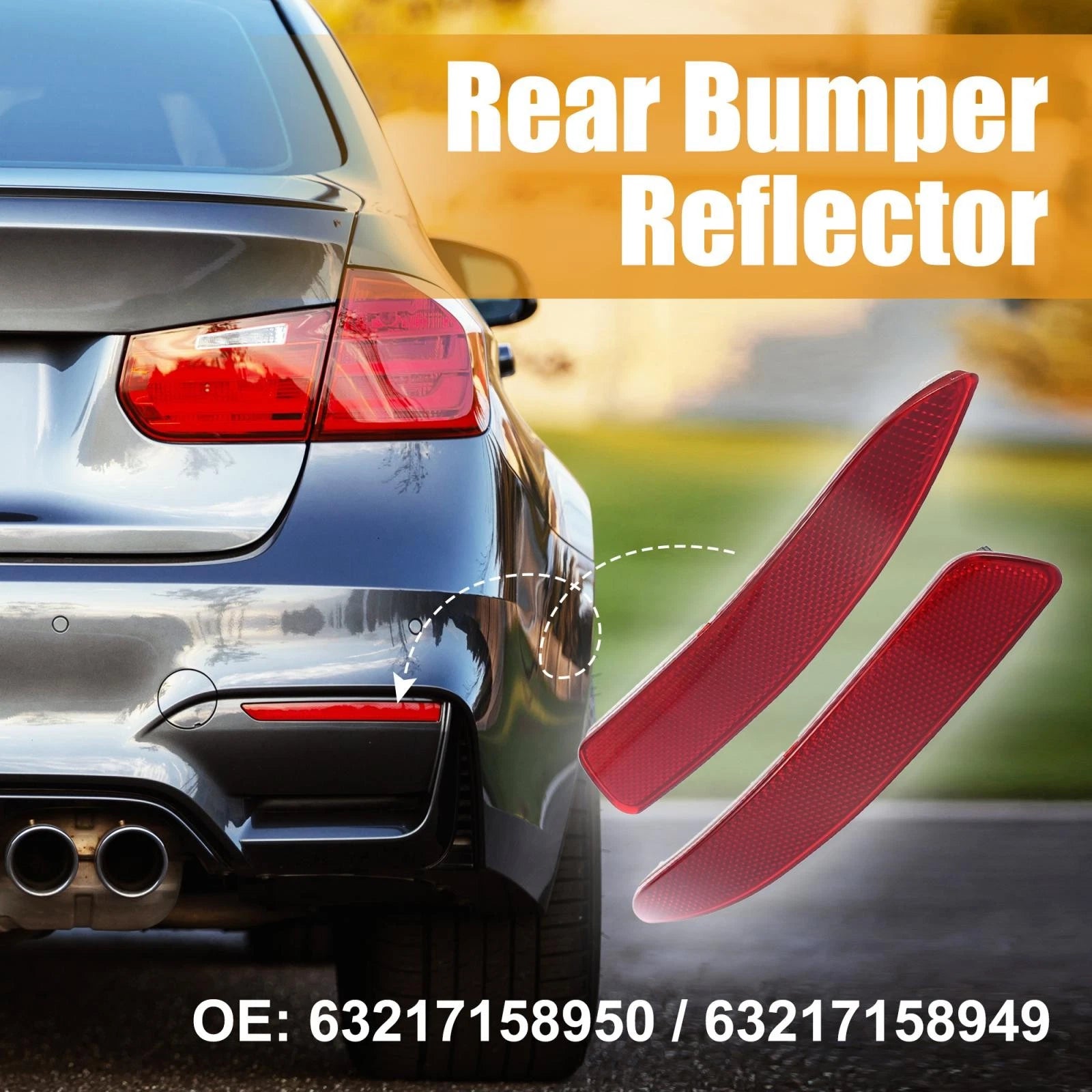 1 Pair Rear Bumper Reflectors for BMW X5 (2007–2013) 63217158949 63217158950