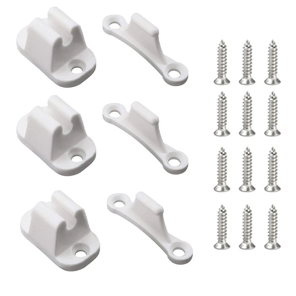 3X Plastic Door Stops with Screws for Boats Caravans Motorhomes