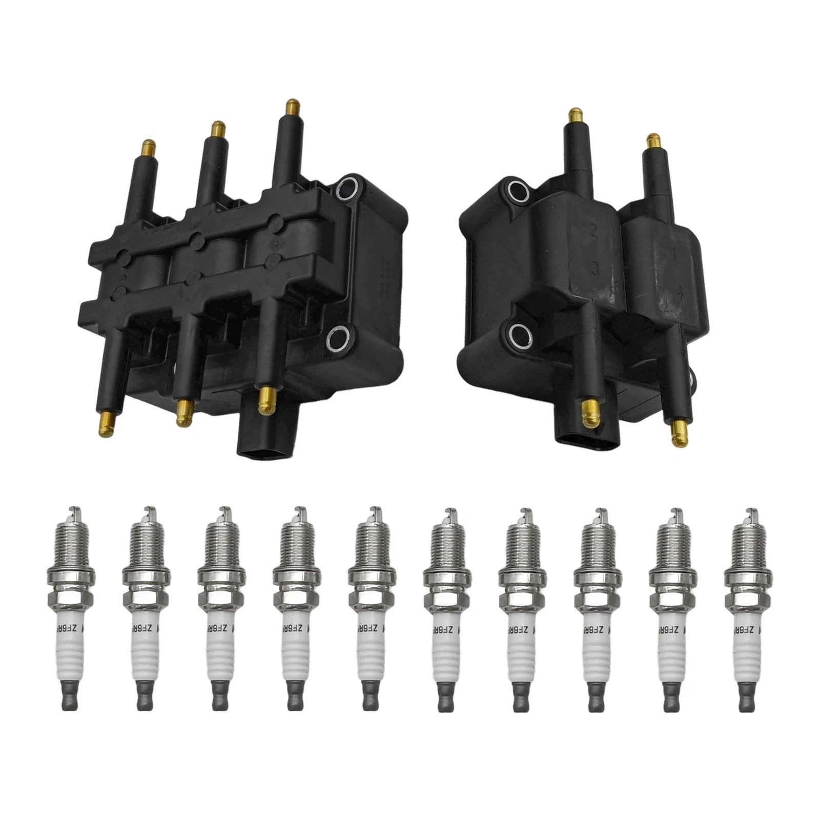 Set of 2 Ignition Coils & 10 Iridium Spark Plugs for Dodge Ram 2500 3500 (1994–1996)