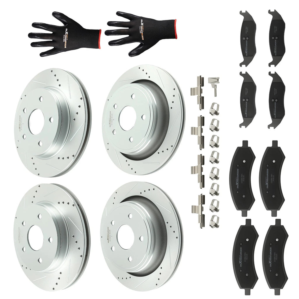 Front Rear Brake Disc Rotors + Brake Pads for Ram 1500 (2011–2018) / Chrysler Aspen (2007–2009)