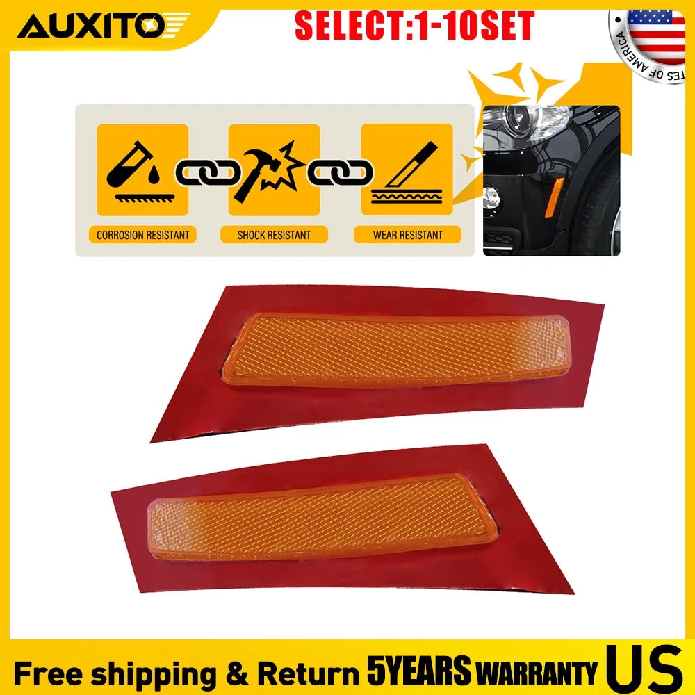 Set of 2 LH RH Amber Lens Front Bumper Marker Reflectors for BMW X5 (2007–2010)