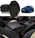 Leather Console Lid Armrest Cover for Audi Q7 (2007–2015) Purple Stitch