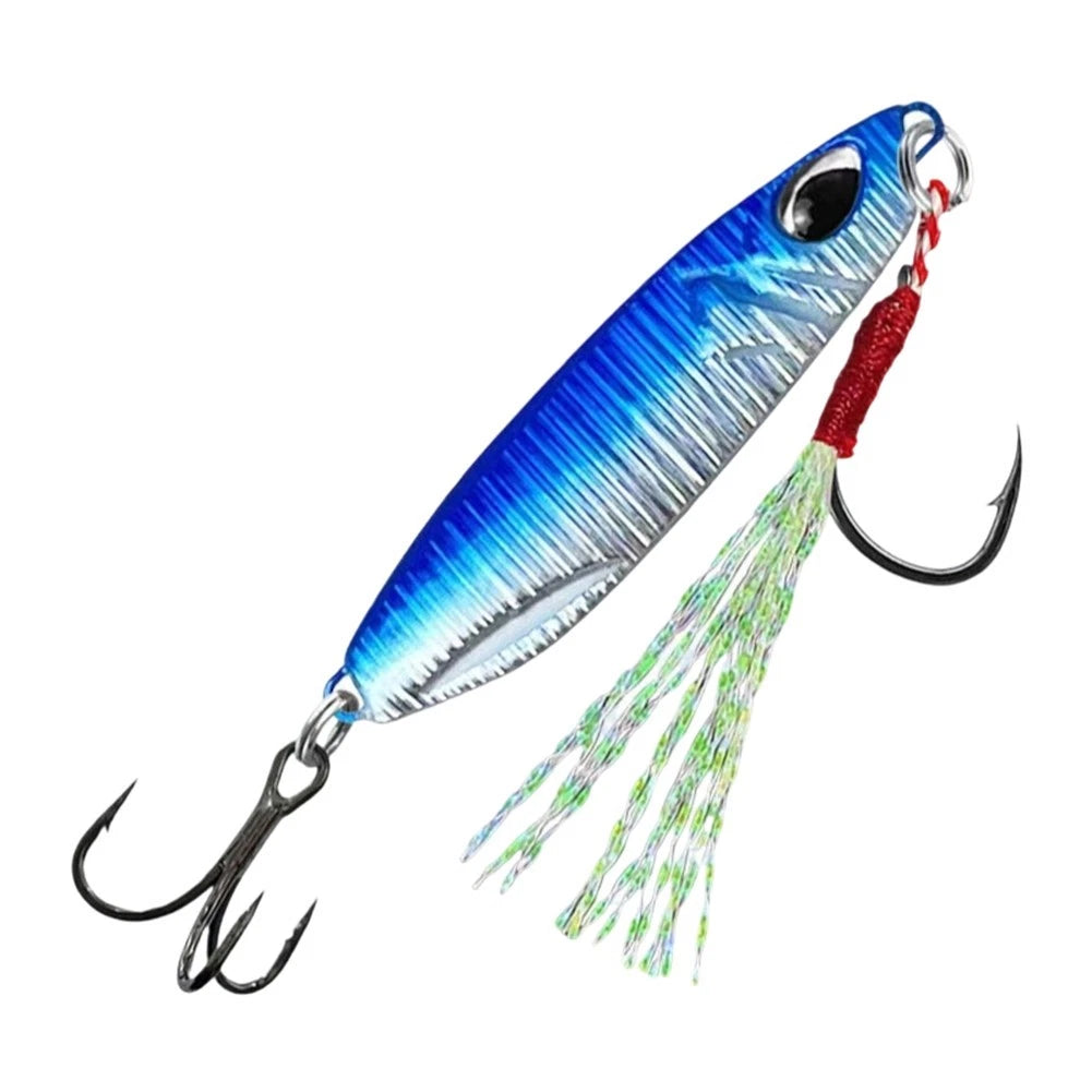 Stainless Steel Jig Lure 7g-10g Pre Rigged Triple Hook for Bass Trout