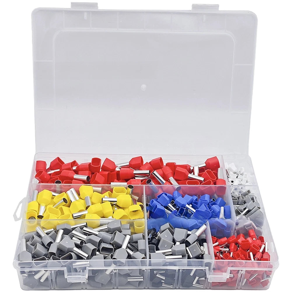 600pcs Crimp Wire Connectors Tinned Copper PVC Insulated Tubular Terminal