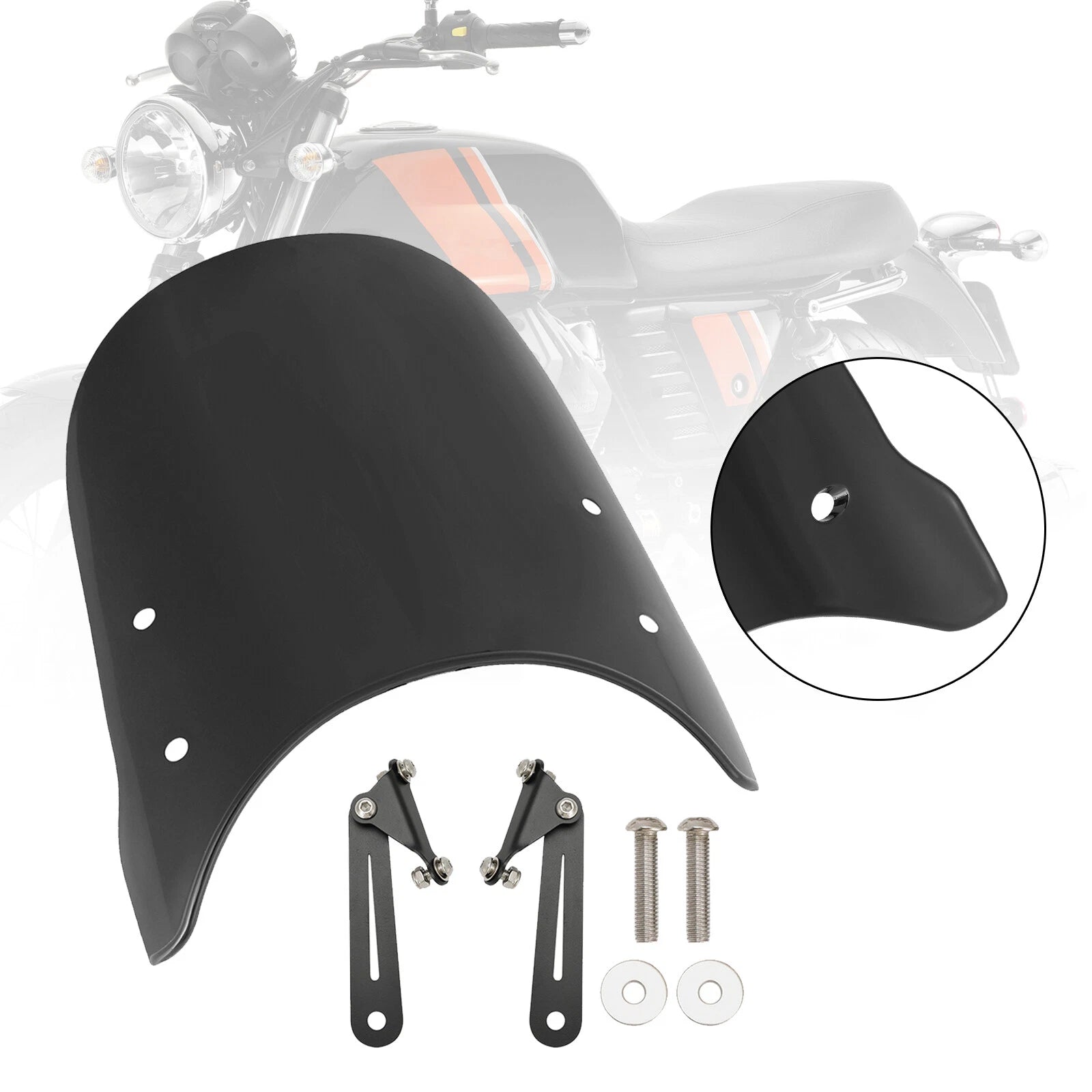 Windshield Windscreen for Moto Guzzi V7 Classic (2016–2023) V9 Bobber (2018–2023) Black
