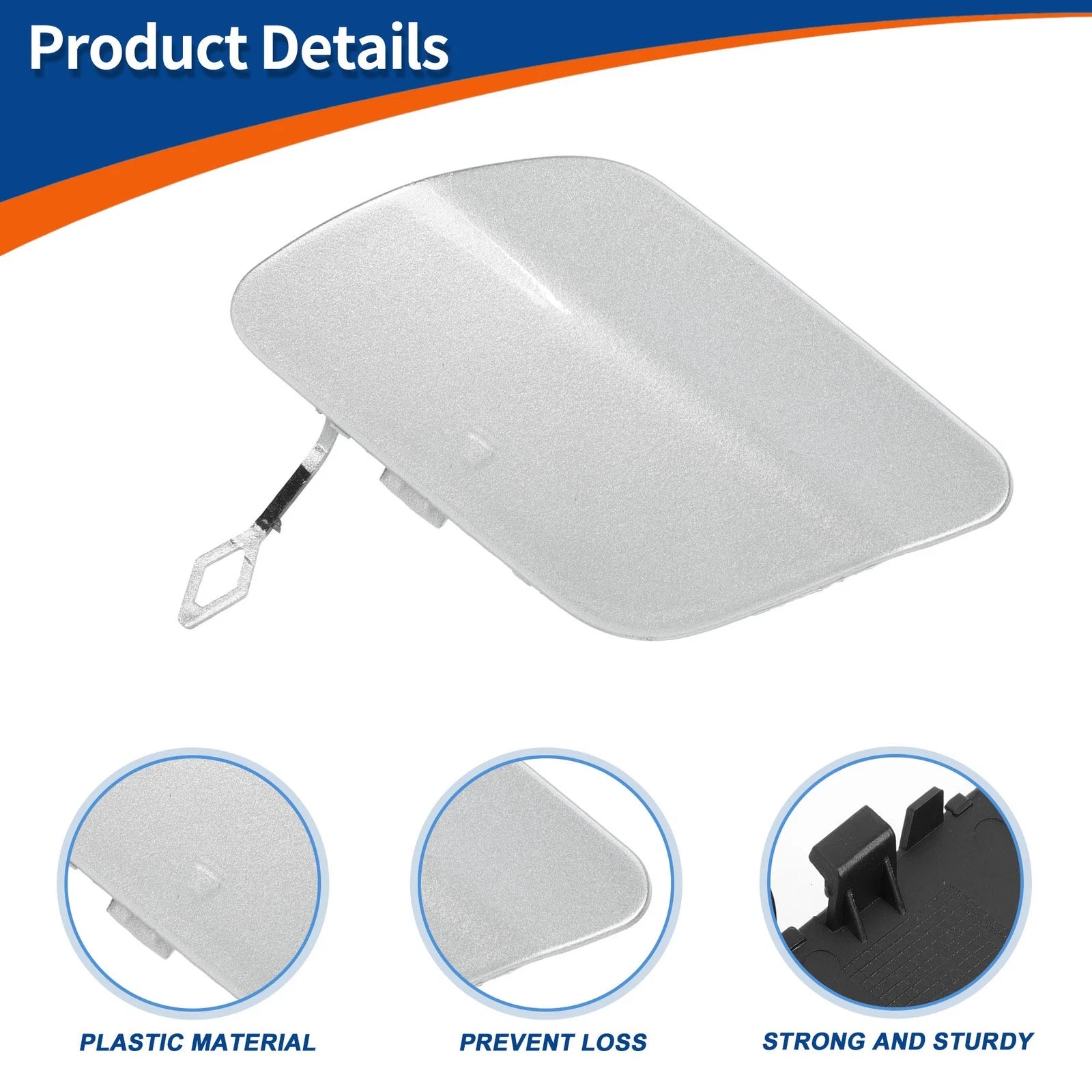 Rear Car Bumper Tow Hook Cover for Mercedes-Benz (A2058850224) Silver Tone