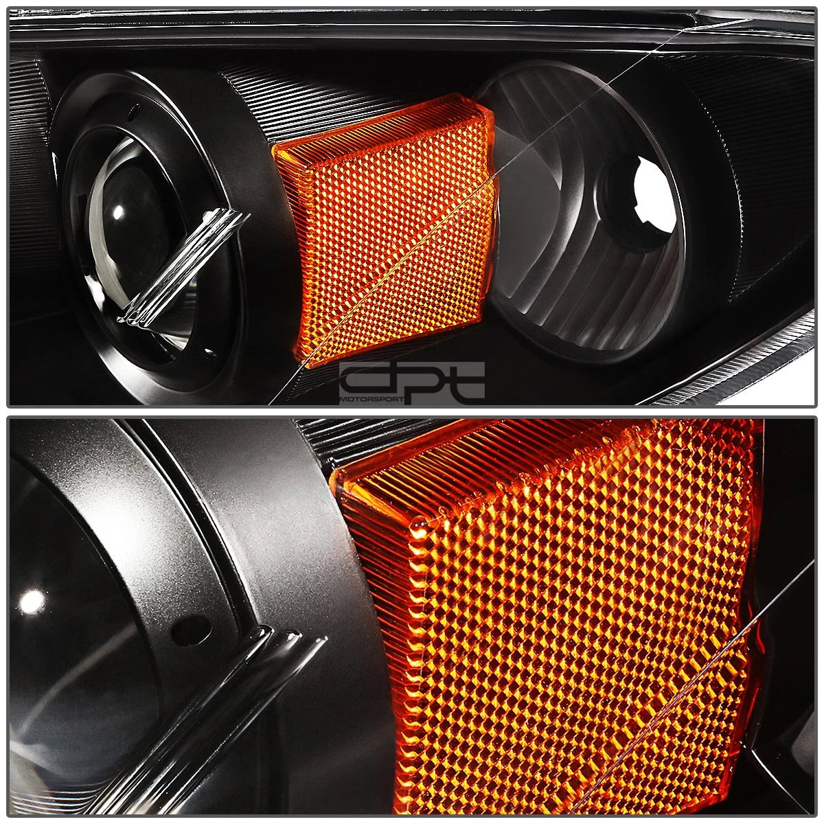 Projector Headlight Lamp Set for Mazda 3 Sedan (2004–2009) Black/Amber