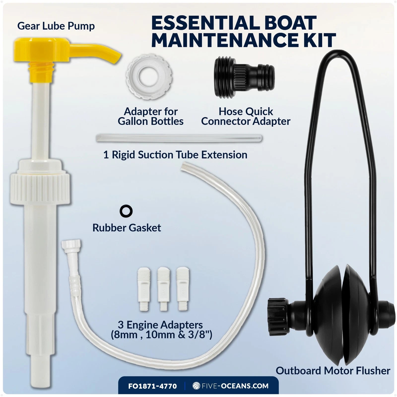 Set of 2 Outboard Motor Flusher Round Muffs & Gear Oil Pump for Universal