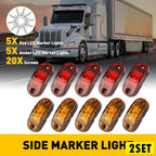 Set of 20 Red Amber Marker Lights for Camper Trailer RV Boat