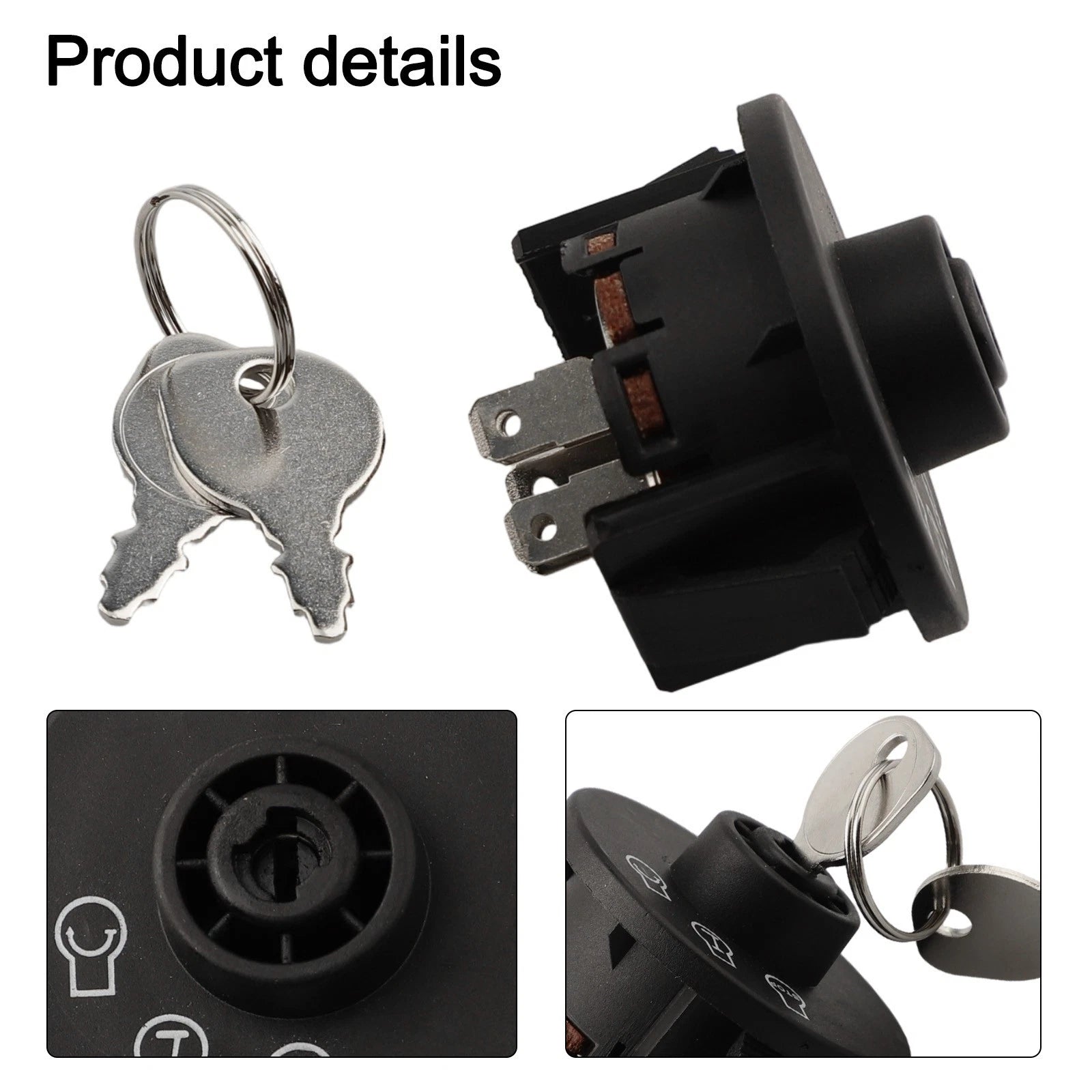 Ignition Switch with Key for Lawn Mowers (1172221, 1374100)