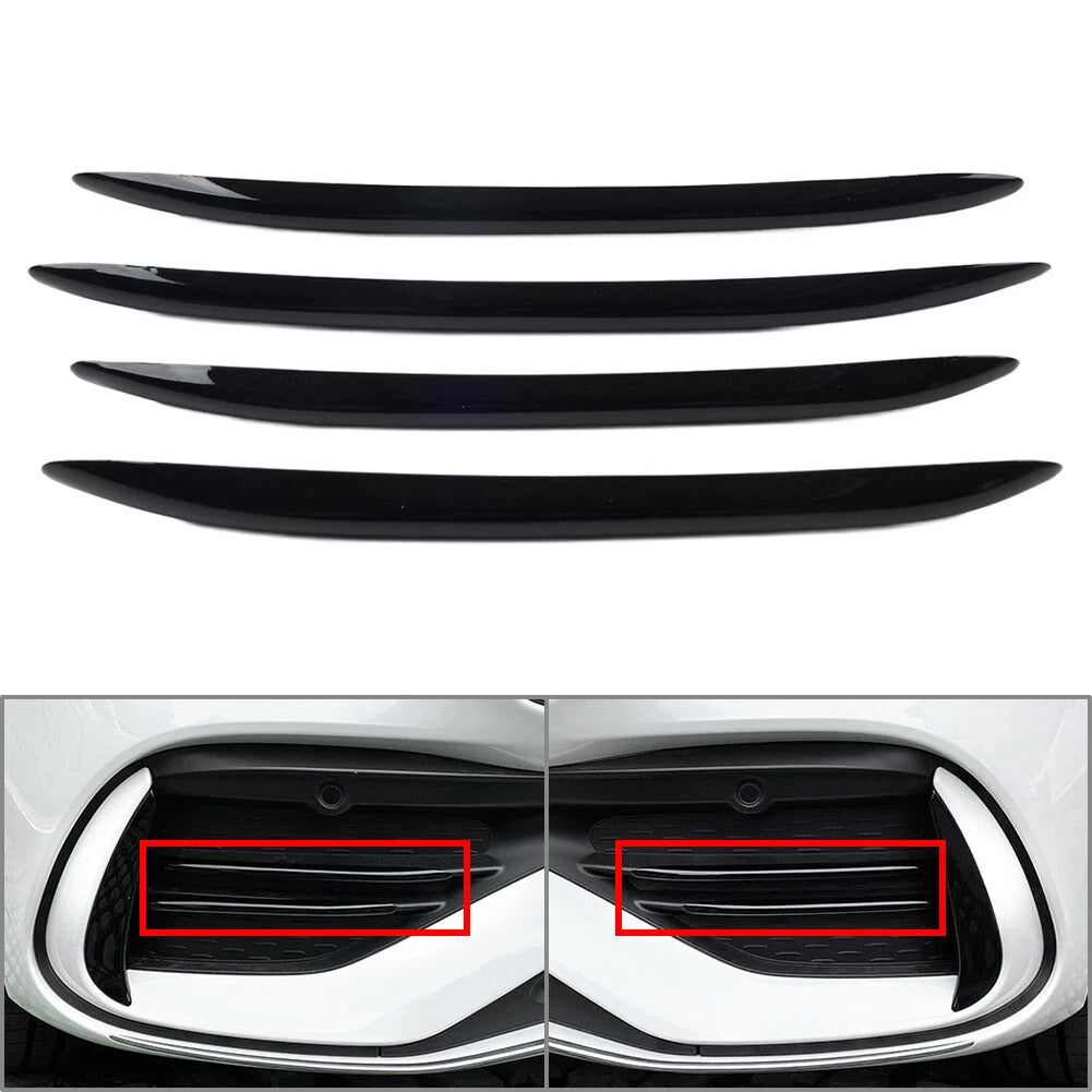 4X Black Front Bumper Splitter Fin Spoiler Canard for Mercedes Benz C-Class (2022–2023)