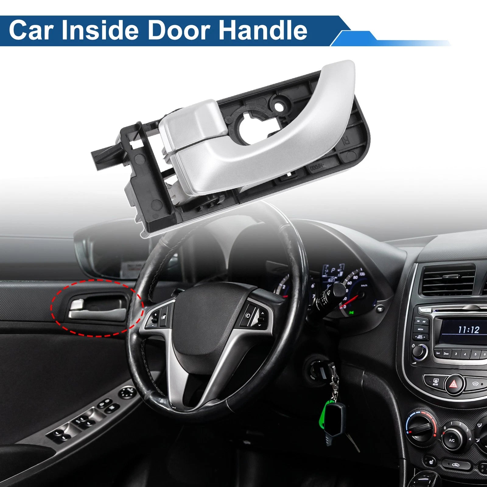 Rear Left Passenger Side Interior Door Handle for Hyundai Sonata (2011–2014) No. 836103K020