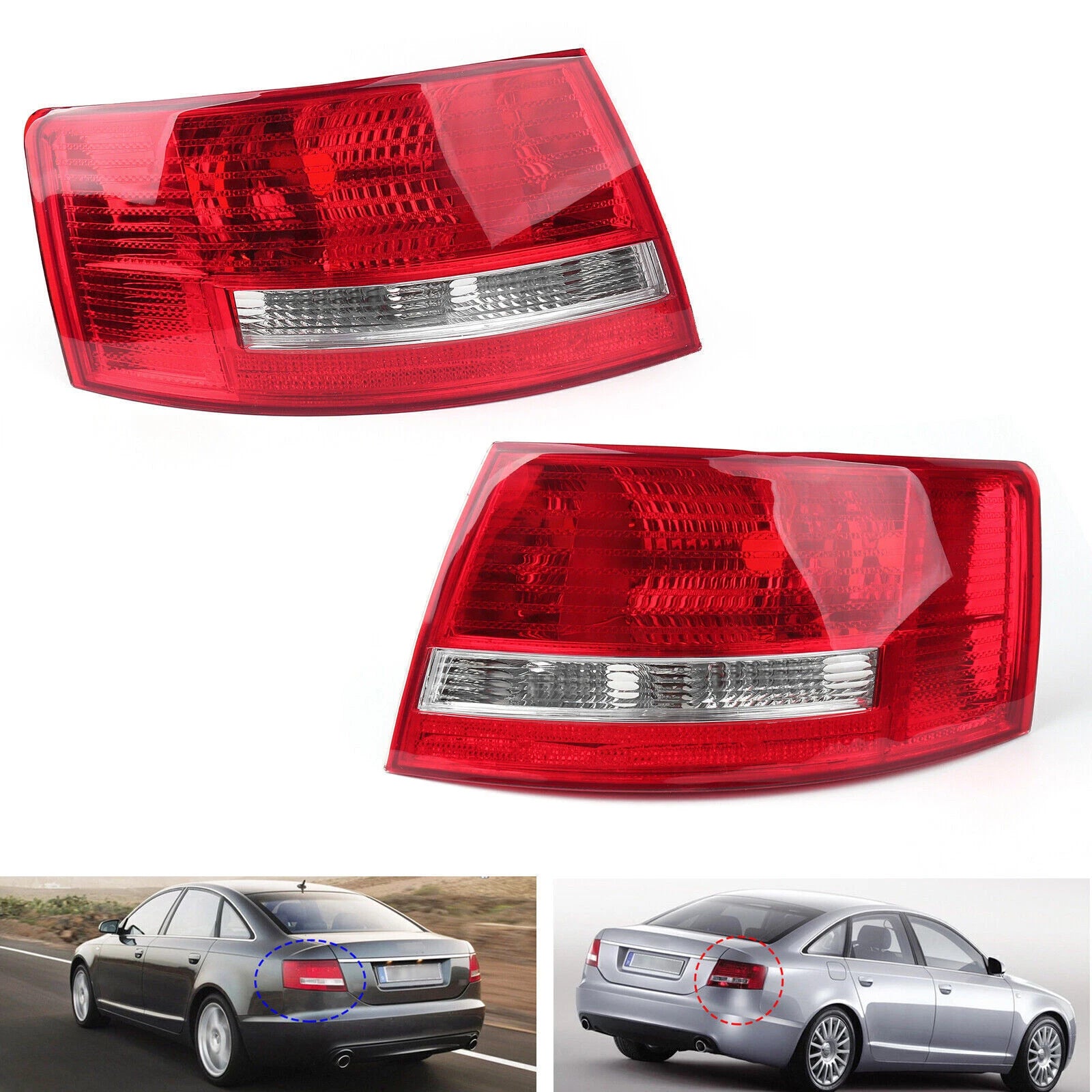 Set of 2 Tail Light Covers for Audi A6 S6 (2005–2008) 4F5945096M