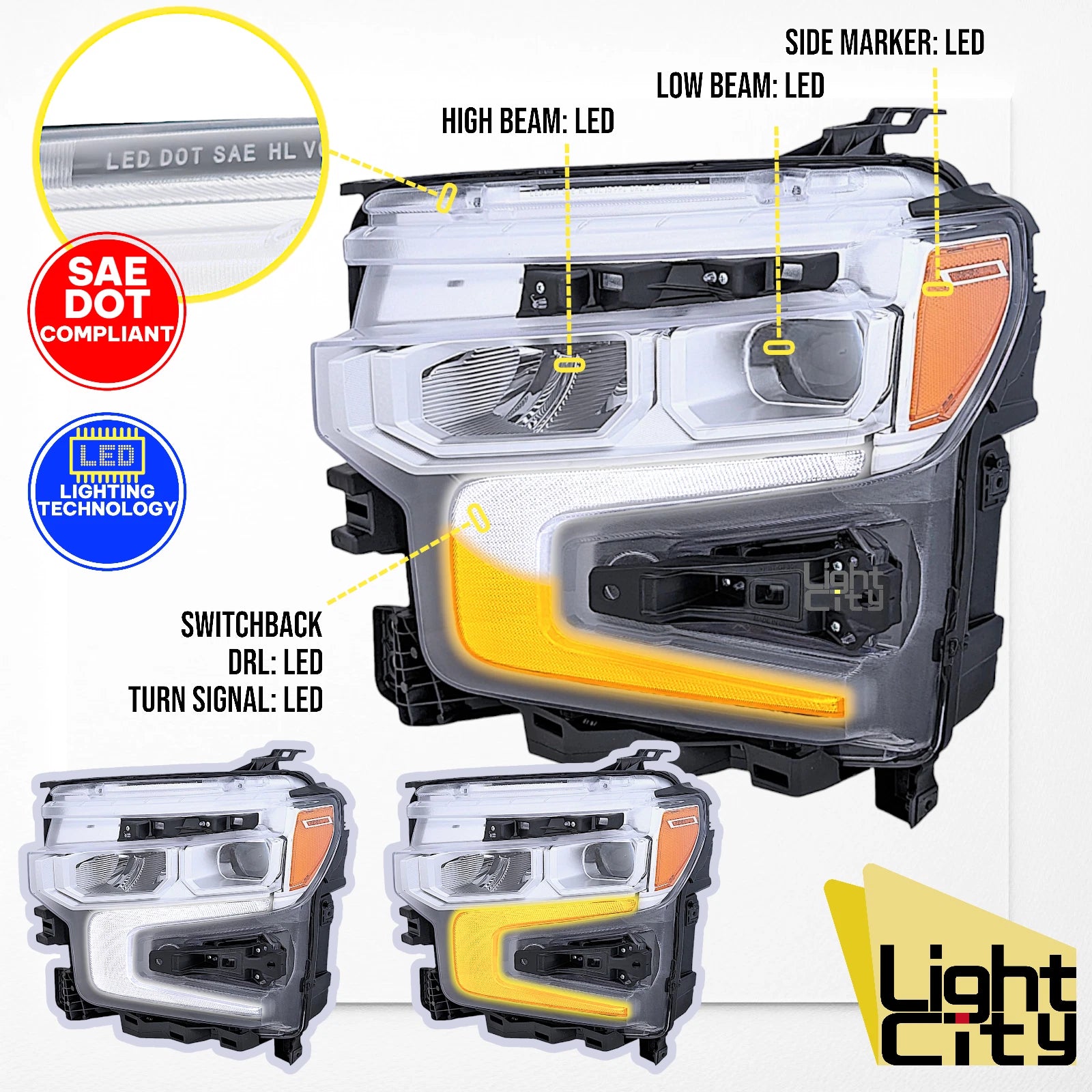 Full LED Headlight LH for Chevy Silverado 1500 LTZ RST (2022–2026)