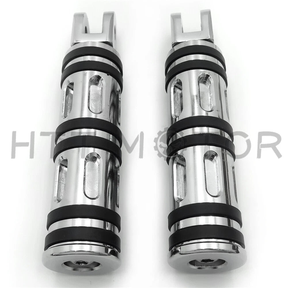 Chrome Edge Cut Footpegs for Harley FXBB FXBR FXBRS FXLR (2018–2023)