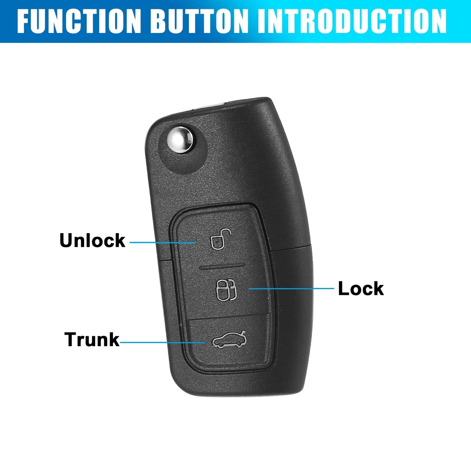 1X 433MHz Fob Car Remote Key for Ford Focus Mondeo Fiesta Galaxy 