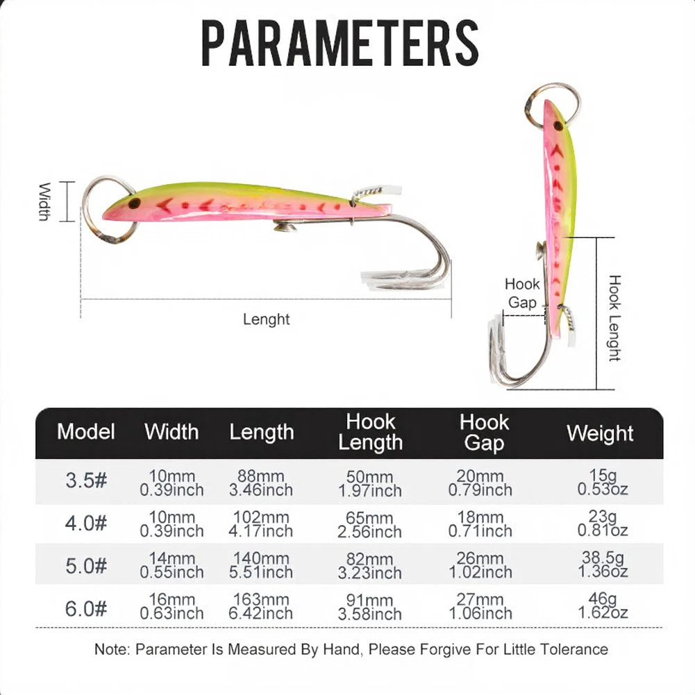 15g 88mm Metal Jig Lure Double Hook for Bass Trolling & Spanish Mackerel