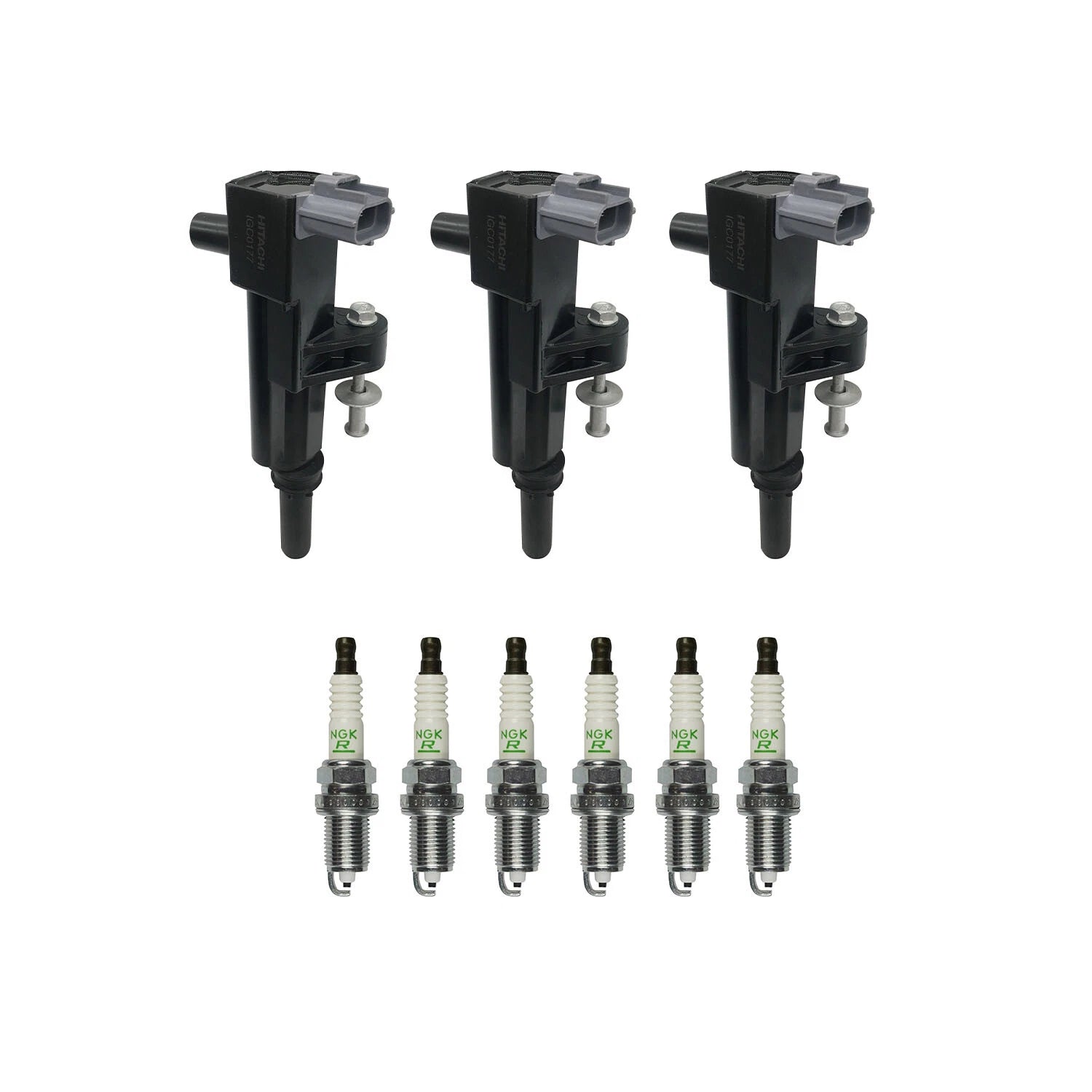 Set of 3 Ignition Coils & 6 NGK Spark Plugs for Ram 1500 (2002–2008)