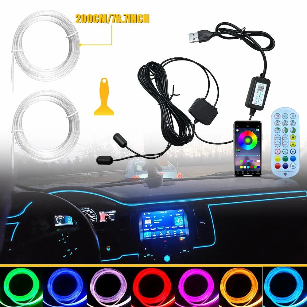 RGB LED Fiber Optic Light Strip for Car Interior (Universal)