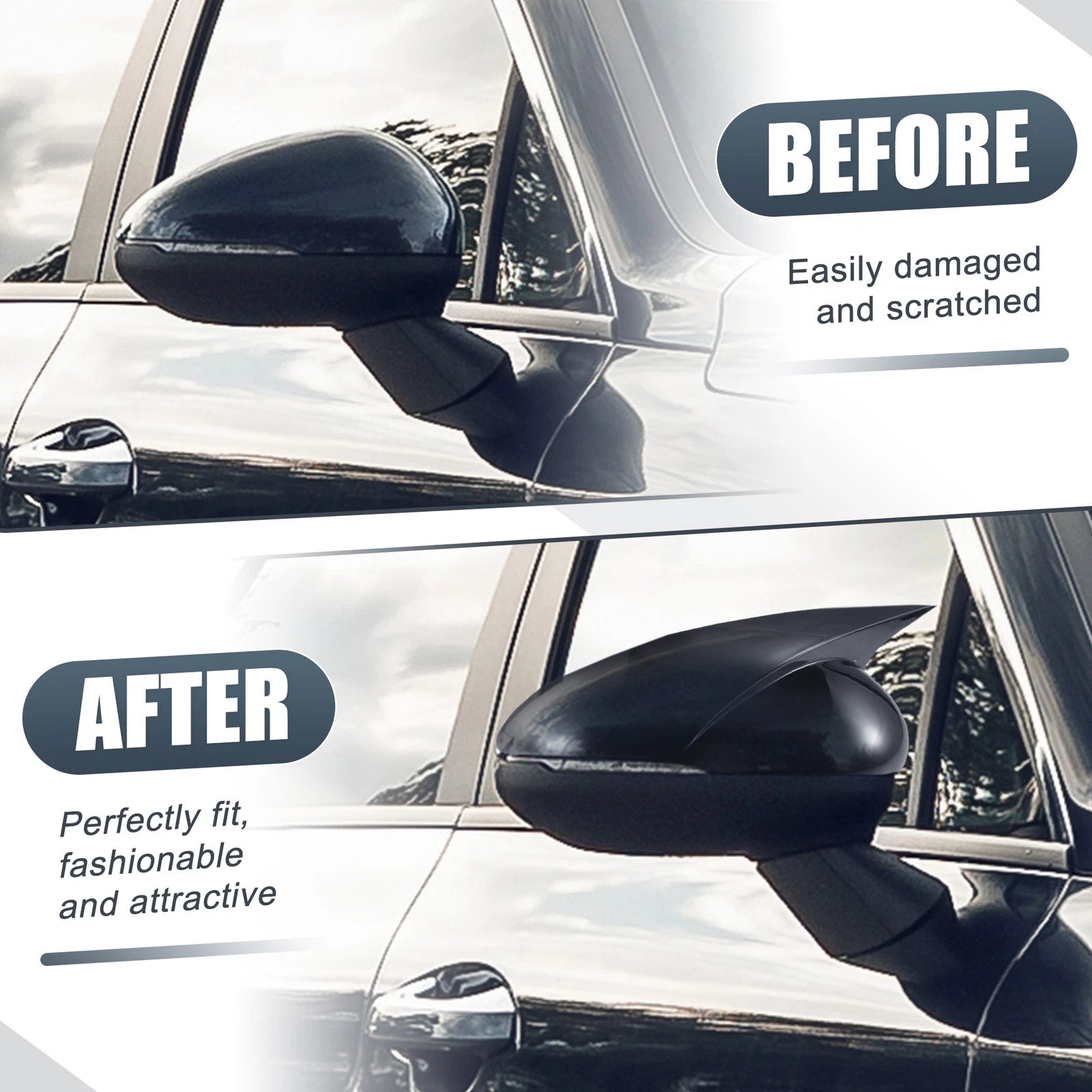 Set of 2 Rearview Mirror Cover Overlays Gloss Black for Kia K5 (2021–2023)
