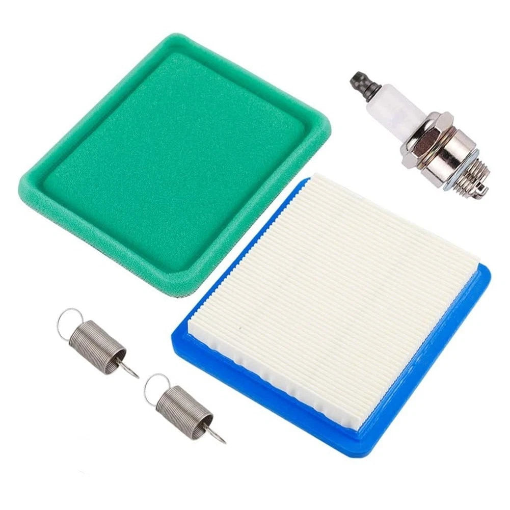 Air Filter, Spring, and RJ19LM Spark Plug for Lawn Mowers (491588S, 790849)