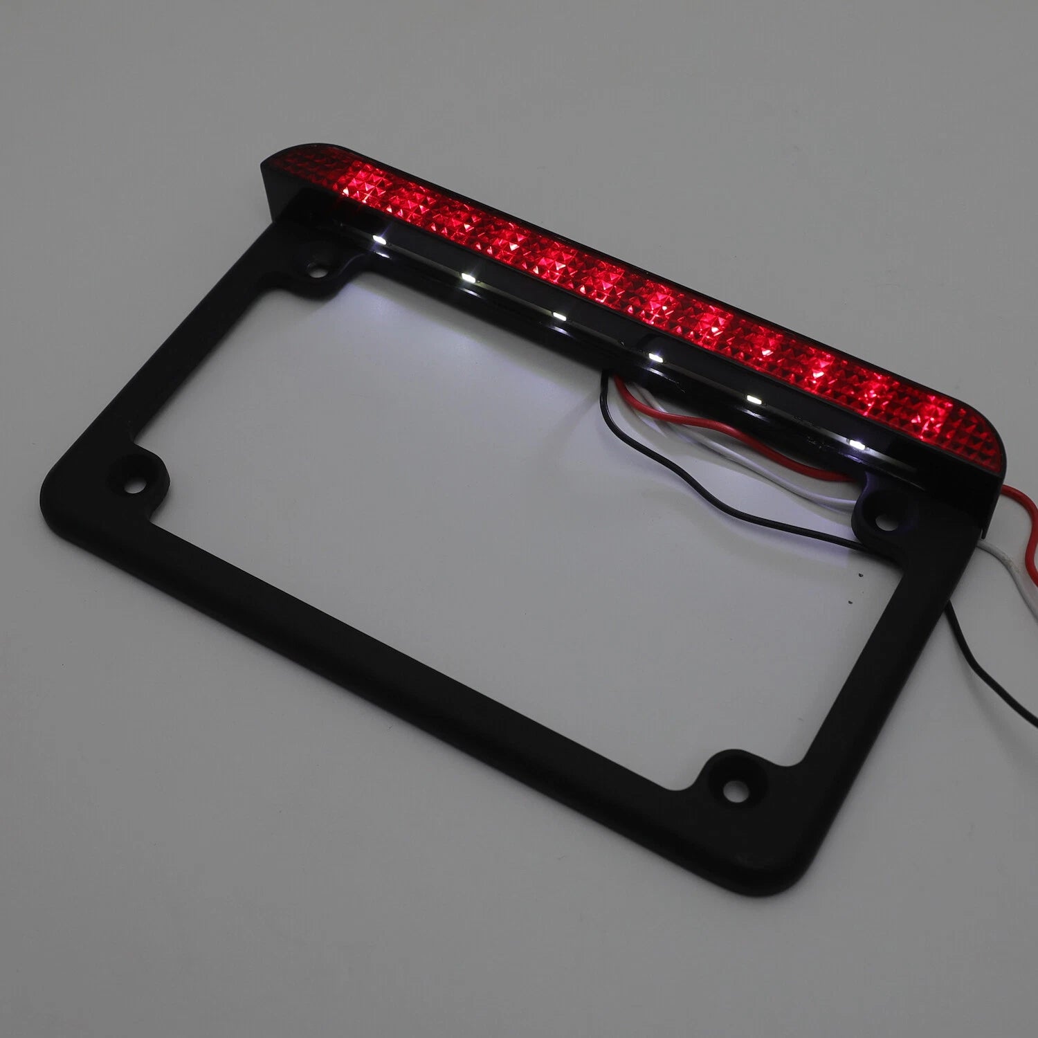 7" x 4" Black License Plate Frame with 6" LED for Honda/Suzuki/Yamaha/Kawasaki/Harley