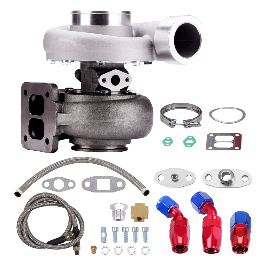 GT45 T4 V-Band Turbocharger 1.05 A/R 92MM + Oil Drain Feed & Return Line Kits