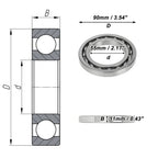 Deep Groove Ball Bearing 55x90x11mm for Scooter Skateboard (1 Pc)