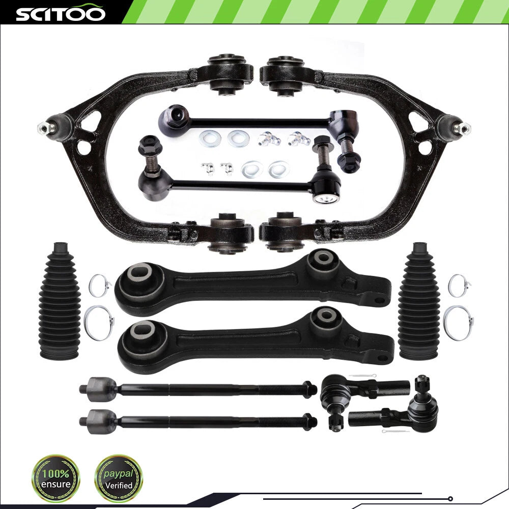 12Pcs Front Control Arm with Ball Joints Tie Rod End Sway Bar for Dodge Challenger
