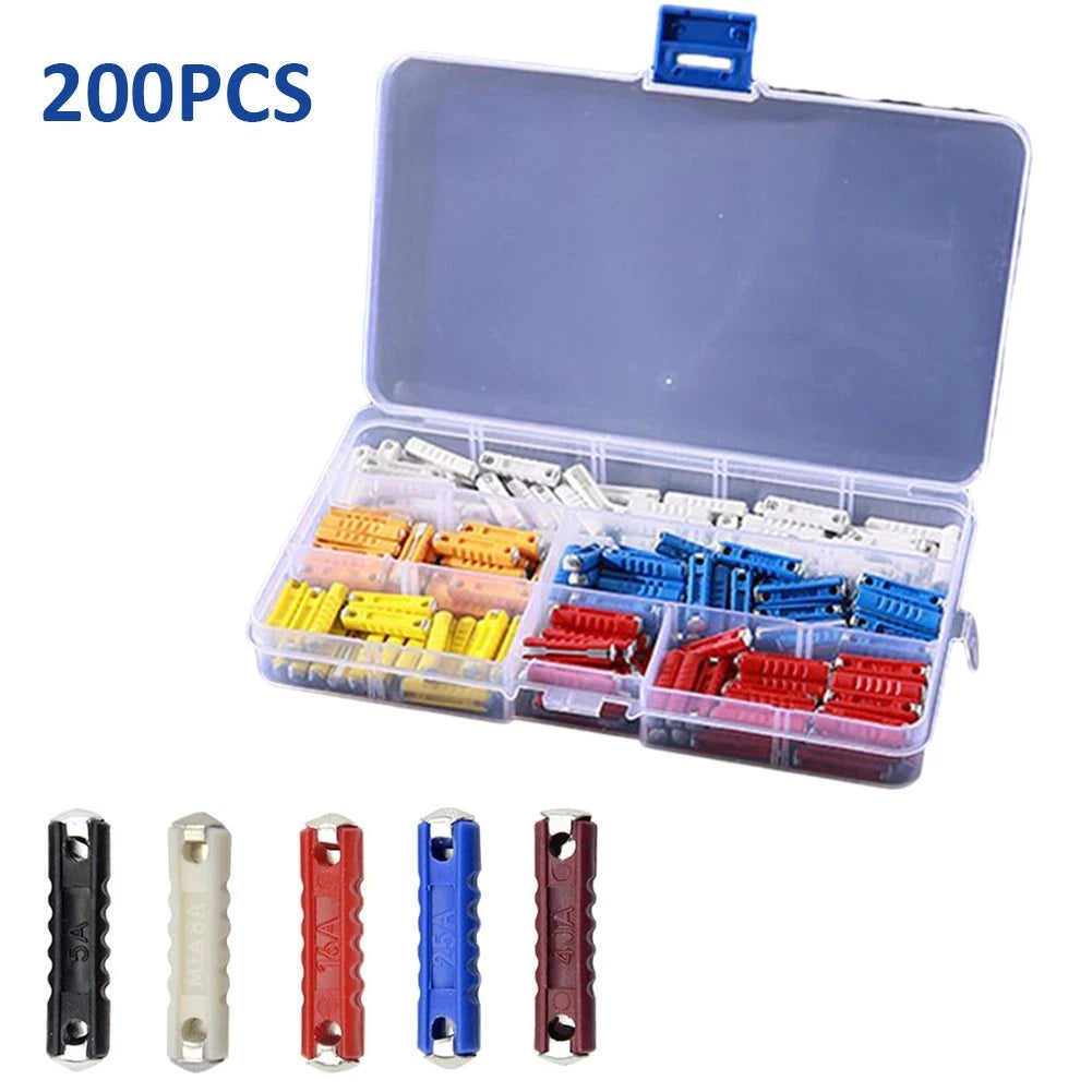 Set of 200 Car Fuses for Classic European Cars (5A, 8A, 16A, 25A, 40A)