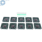 Set of 10 Pillow Block Bearings for UCF204 (Self-Alignment, 3/4" Bore)