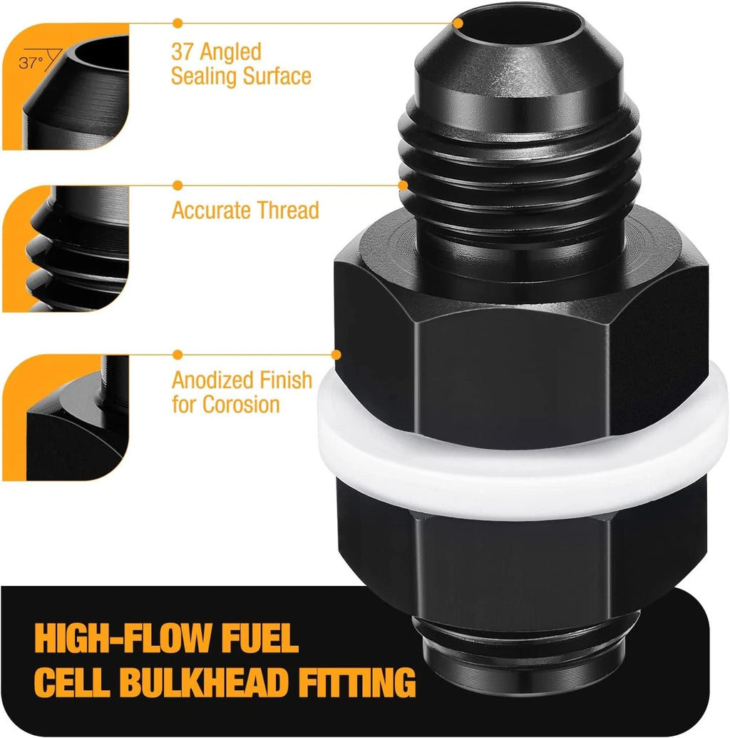 6AN Bulkhead Straight Fitting for Auto Fluid Transfer (Aluminum)