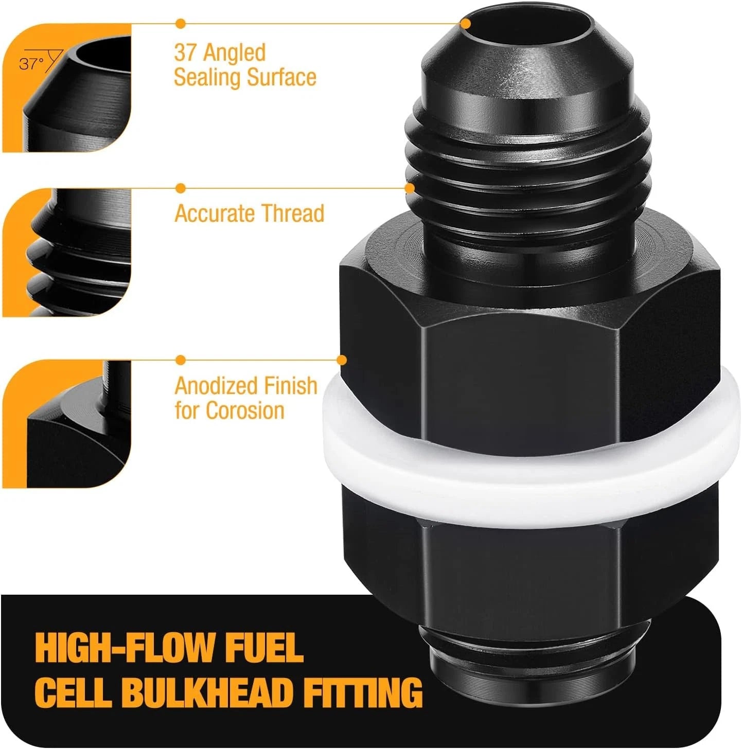 6AN Bulkhead Straight Fitting for Auto Fluid Transfer (Aluminum)