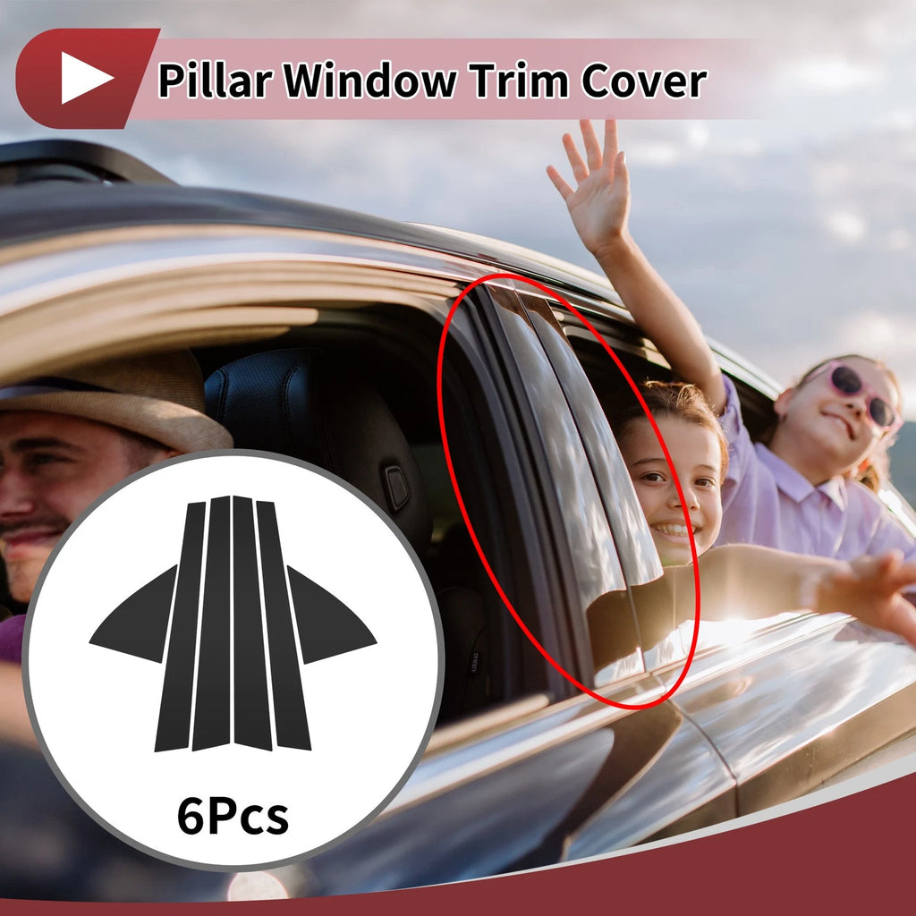 6 Pcs Car Door Pillar Window Trim for Honda Civic (1992–1995) Black