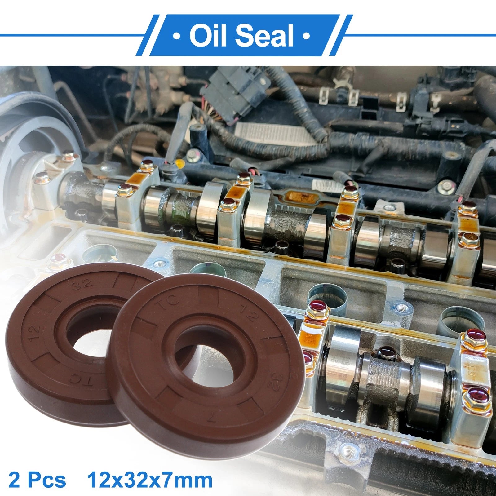 2X Oil Seal Rotary Shaft Seal FKM Rubber 12x32x7mm for Various Models 