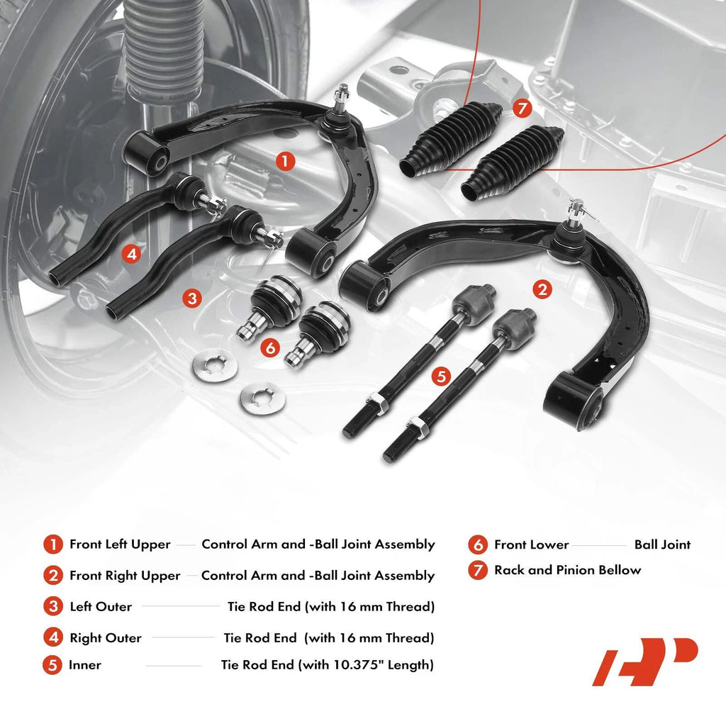 10x Front Control Arm with Ball Joint Tie Rod End for Nissan Titan Armada (2004–2023)