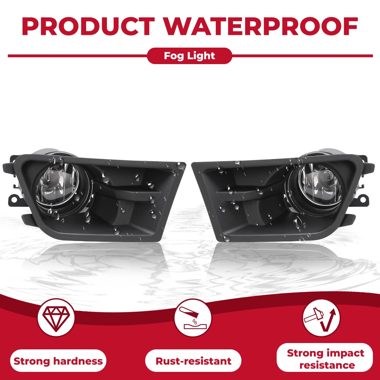 Set of 2 Bumper Fog Lights with Bezel & Bulbs for Ford Mustang (2010–2012)