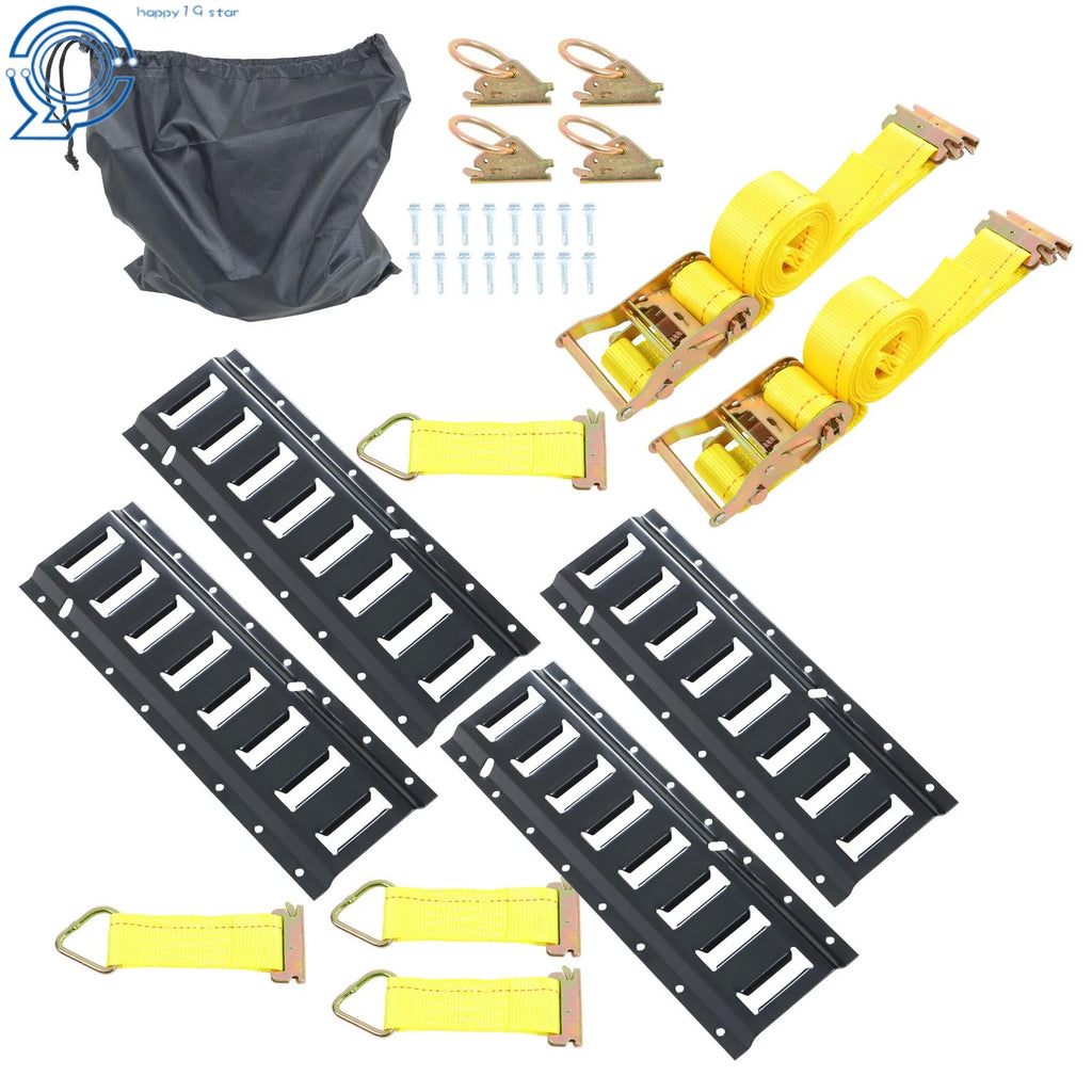 Set of 4 Tie-Down E Track Rails with 10' Ratchet Straps for Van